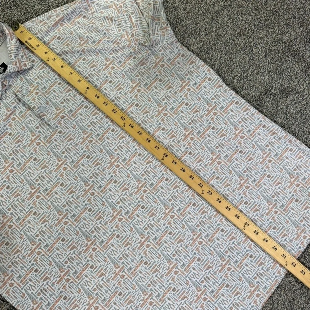 Waggle Golf Men 2XL Polo Shirt White Tool Print Short Sleeve Performance Stretch - Picture 8 of 10